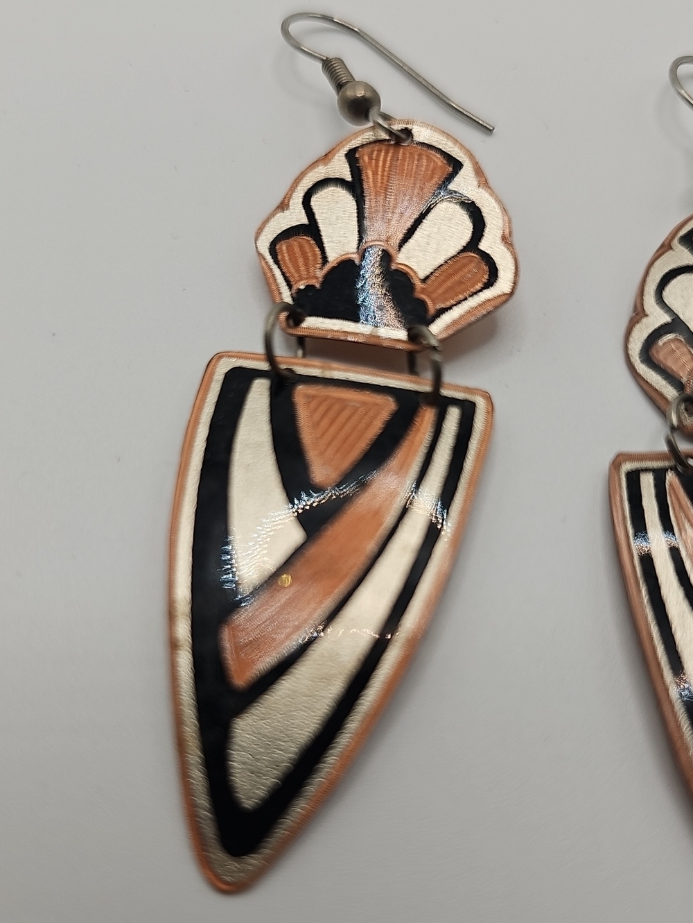 Art Deco Solid Copper. Turkish Dangle Earings - Picture 2 of 5